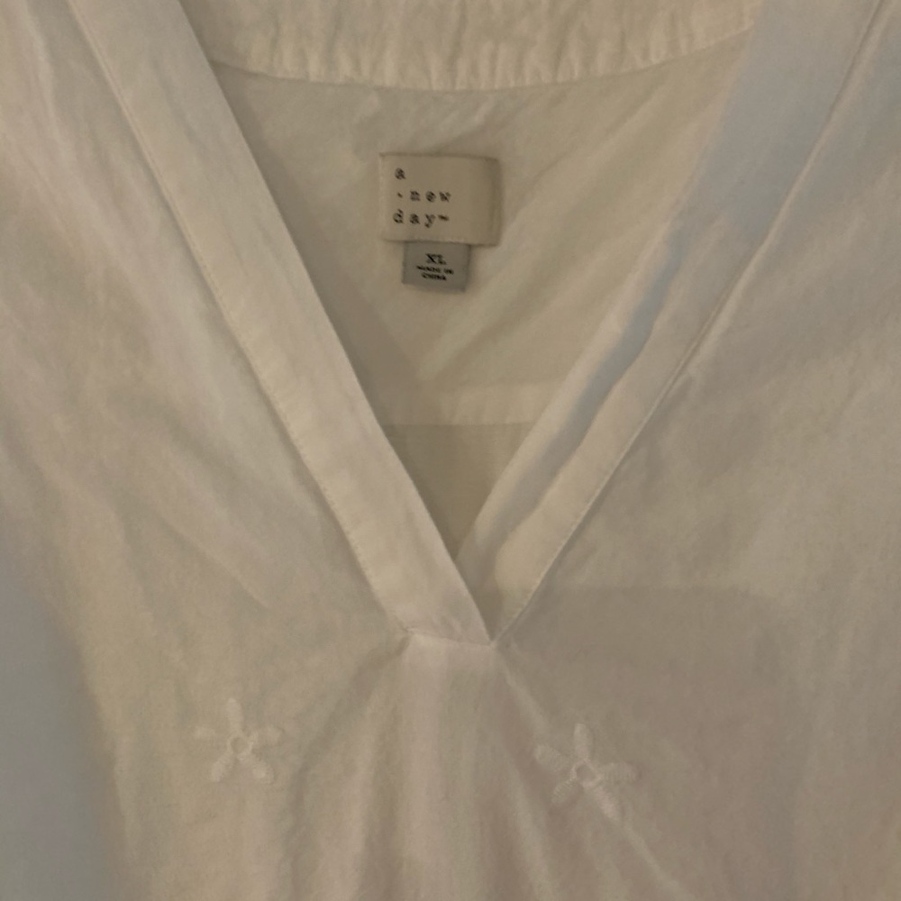 White A New Day Blouse with eyelet detail